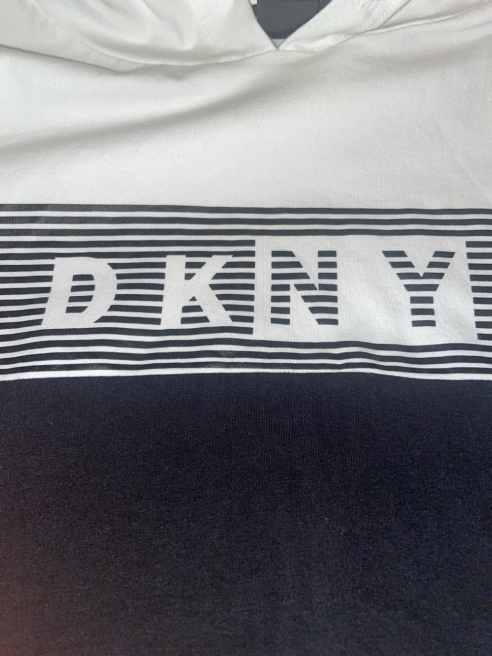 DKNY White and Black Logo Hooded Tee - Picture 3 of 4